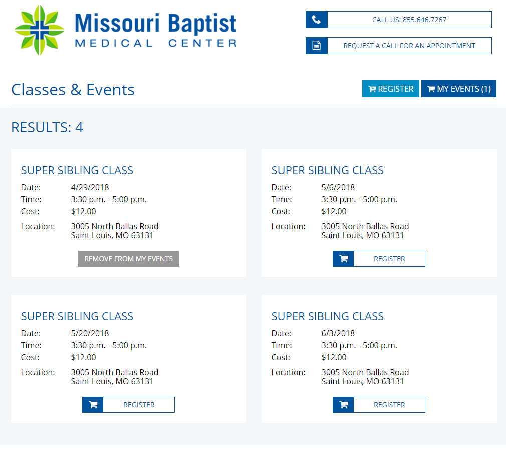 My Events sample